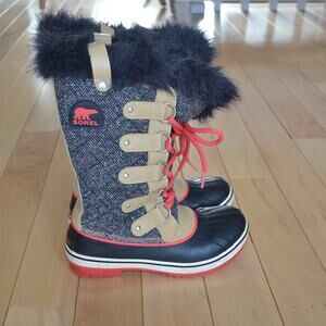 Sorel Winter Waterproof Snow Boots Faux Fur Size 6